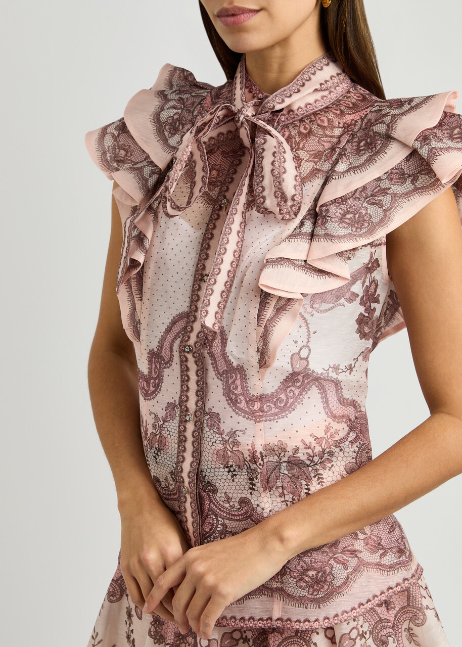Zimmermann Crush Printed Linen-blend Blouse Multi Print Zimmermann