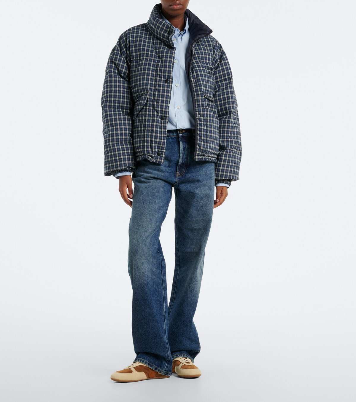 Miu Miu Reversible checked cotton flannel down jacket