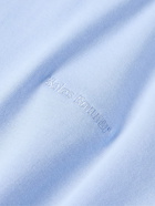adidas Originals - Wales Bonner Webbing-Trimmed Embroidered Organic Cotton-Jersey T-Shirt - Blue