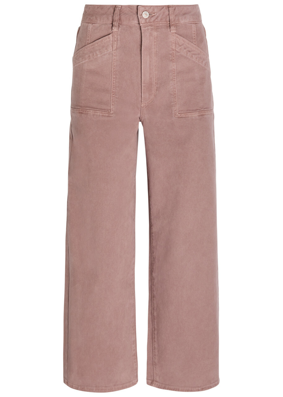 Paige Anessa Cropped Wide-leg Jeans Pink