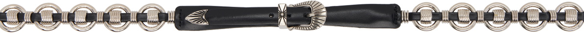 Toga Pulla Black Ring Metal Narrow Belt
