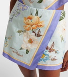 Self-Portrait Floral linen and cotton shorts