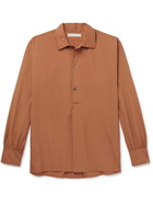 UMIT BENAN B - Julian Cotton and Silk-Blend Half-Placket Shirt - Brown - IT 48