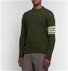 Thom Browne - Slim-Fit Striped Cable-Knit Wool and Mohair-Blend Sweater - Green