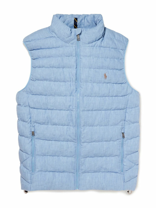 Photo: Polo Ralph Lauren - Terra Logo-Embroidered Padded Quilted Linen Gilet - Blue