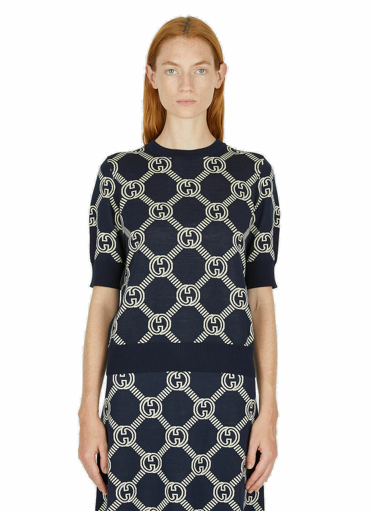 GG Jacquard Sweater in Blue Gucci