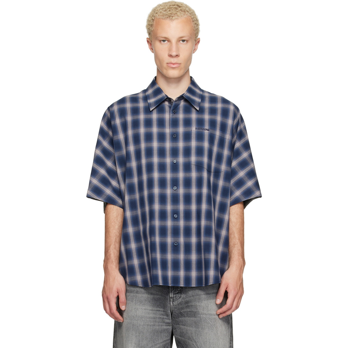 We11done Blue Dolman Short-Sleeved Shirt