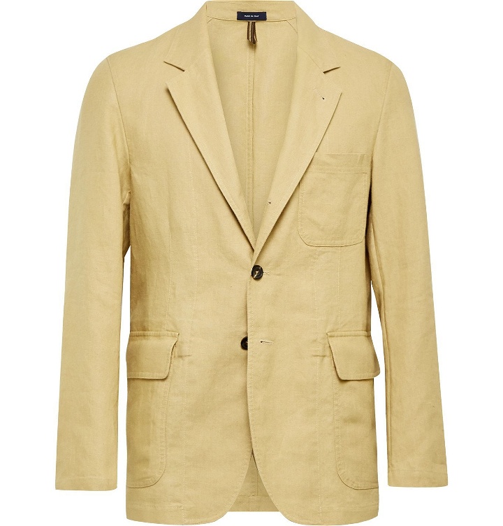 Photo: Drake's - Unstructured Linen Suit Jacket - Brown