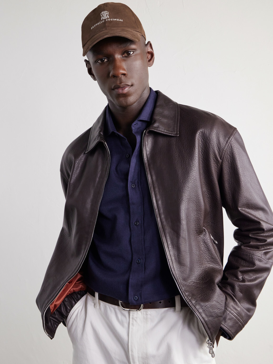 Brunello Cucinelli - Logo-Embroidered Suede Cap - Brown