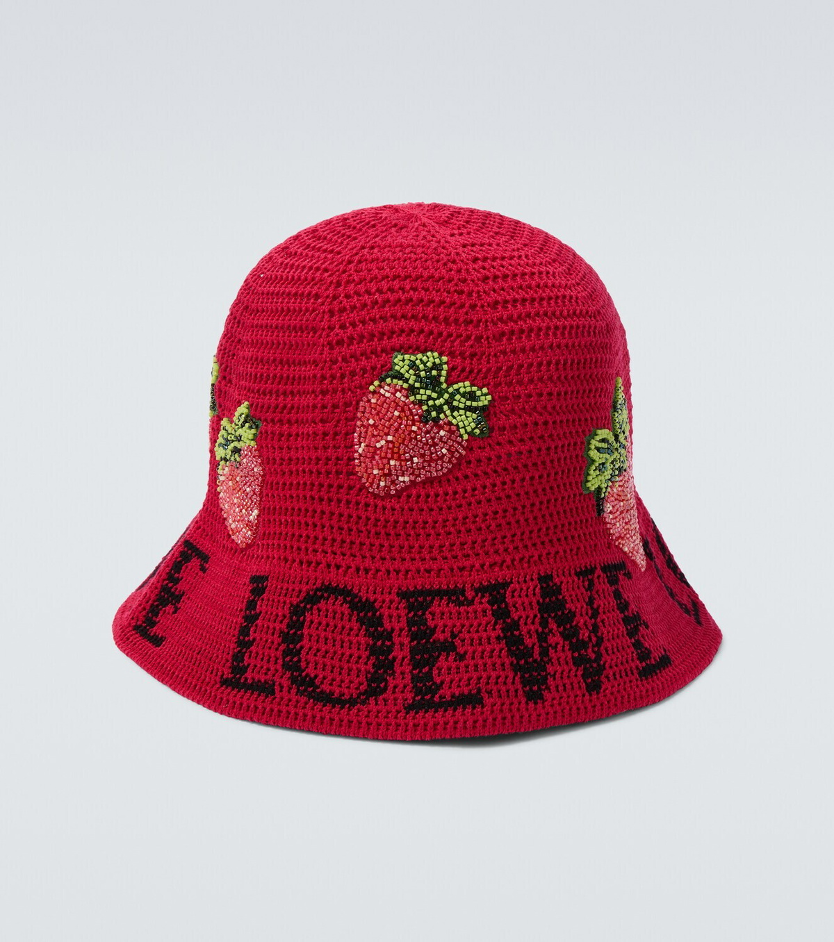 Loewe Strawberry beaded bucket hat