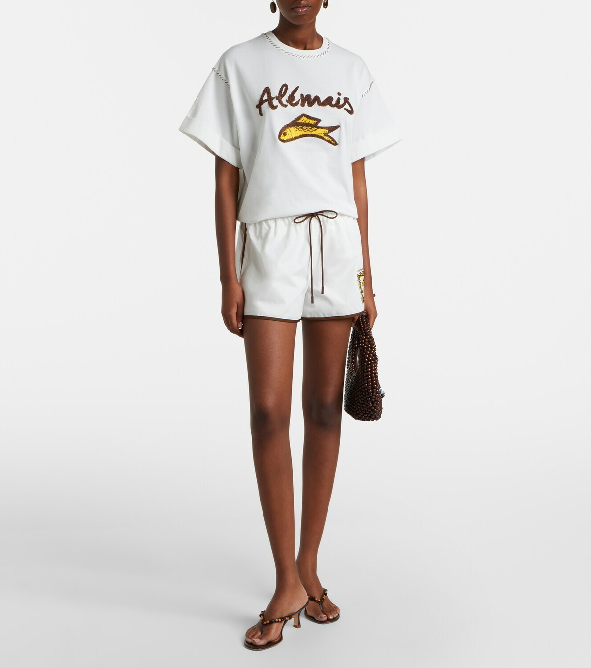Alémais Scuba patch-appliqué cotton shorts