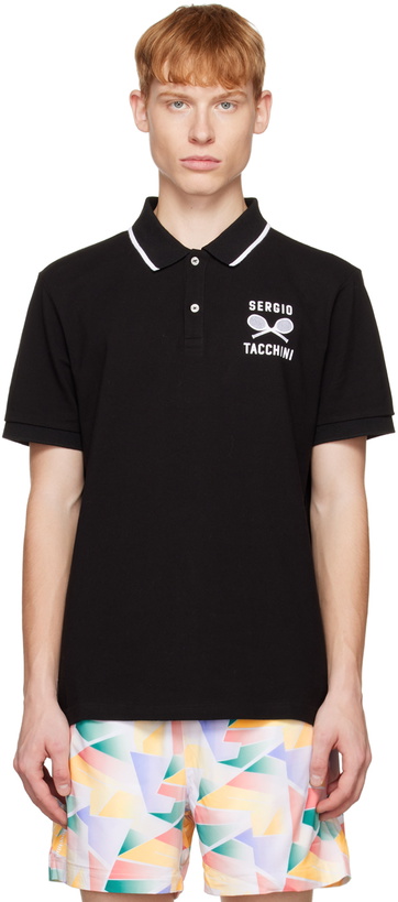 Photo: Sergio Tacchini Black Retro Tennis Polo