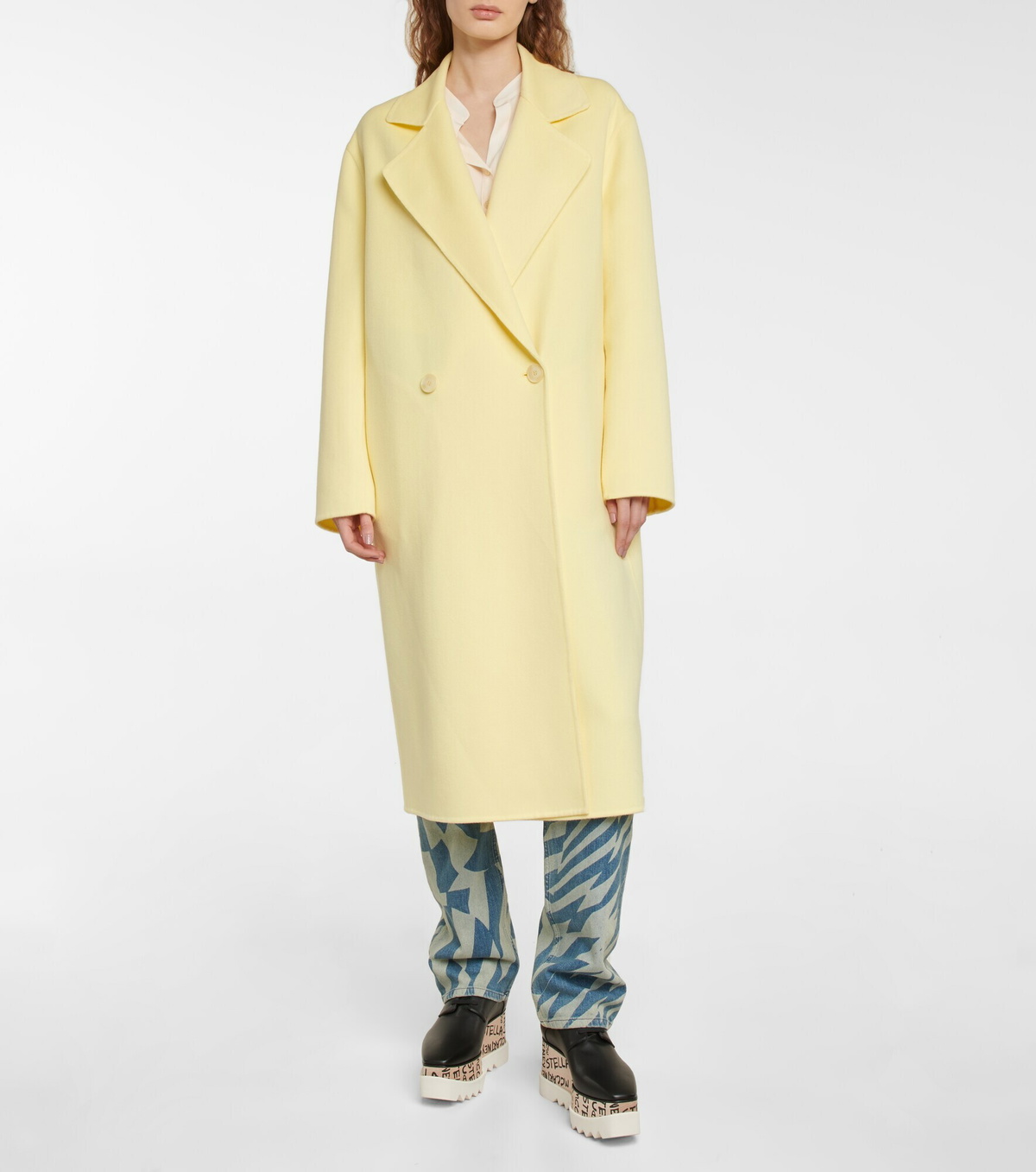 Stella McCartney wool mohair Knit long coat 541299 gray 38