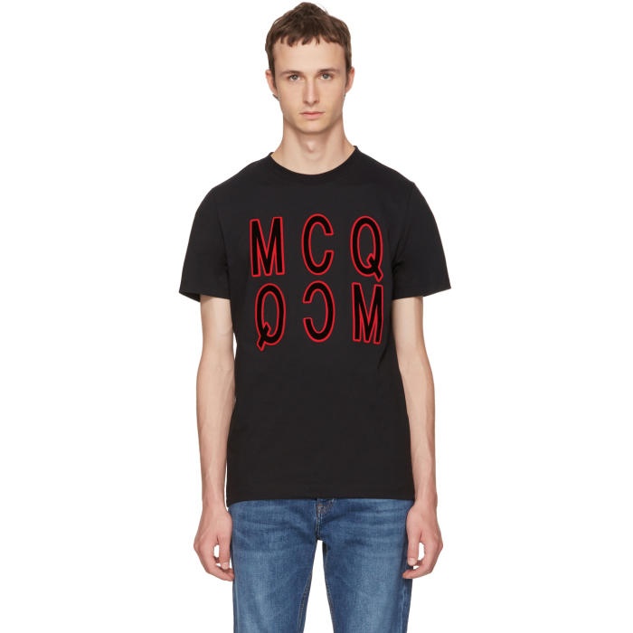 Photo: McQ Alexander McQueen Black Debossed Logo T-Shirt 