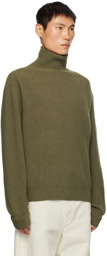 LEMAIRE Green Rib Trim Turtleneck