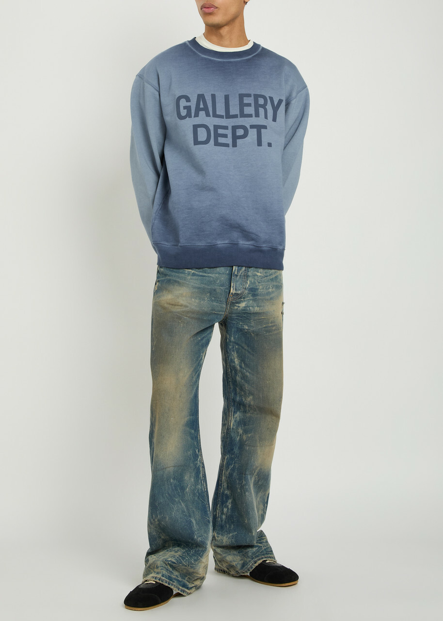 Gallery Dept. Logo-print Washed Cotton Sweatshirt Blue