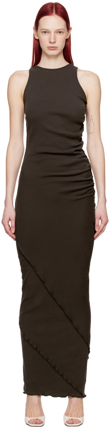 ioannes Brown Draped Maxi Dress