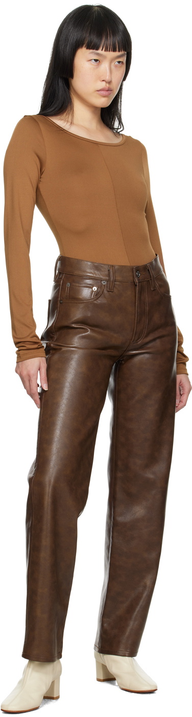 AGOLDE Brown Sloane Leather Pants AGOLDE