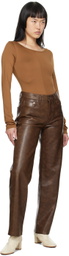 AGOLDE Brown Sloane Leather Pants
