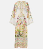 Camilla Cutout floral linen kaftan