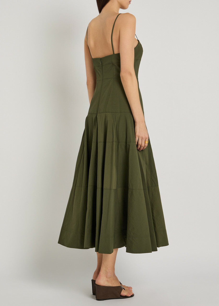 Veronica Beard Ilona Faille Dress Dark Green