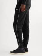 Hugo Boss - Slim-Fit Tapered Logo-Embroidered Cotton-Blend Jersey Sweatpants - Black