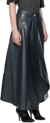 Nanushka Blue Neith Draped Vegan Leather Maxi Skirt