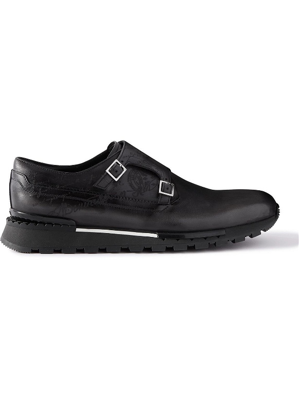 Photo: Berluti - Fast Track Scritto Venezia Leather Monk-Strap Sneakers - Gray