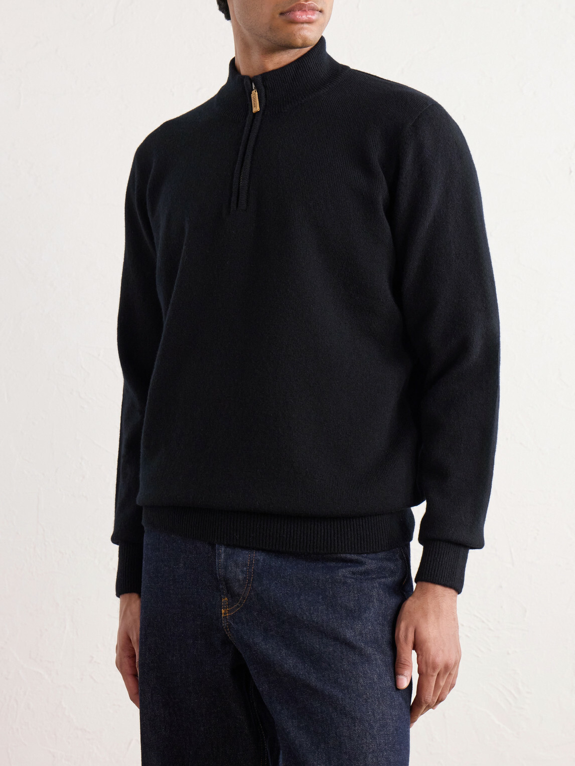William Lockie - Wool Half-Zip Sweater - Black