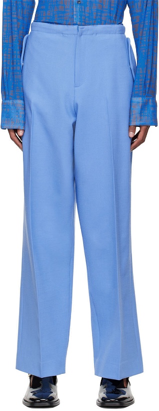 Photo: Maximilian Davis Blue Polyester Trousers