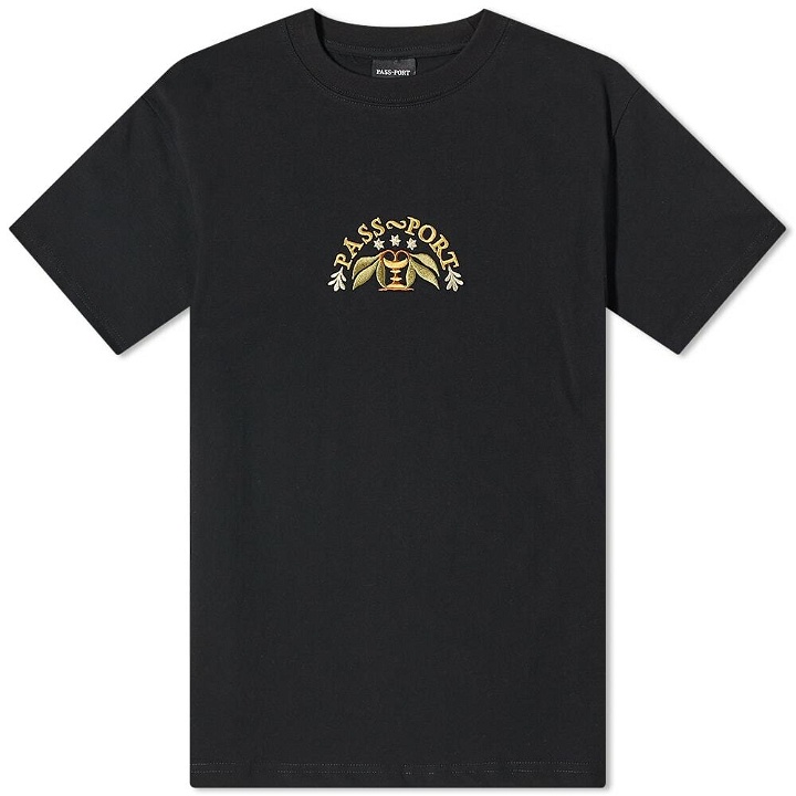 Photo: Pass~Port Men's Arched Embroidery T-Shirt in Black