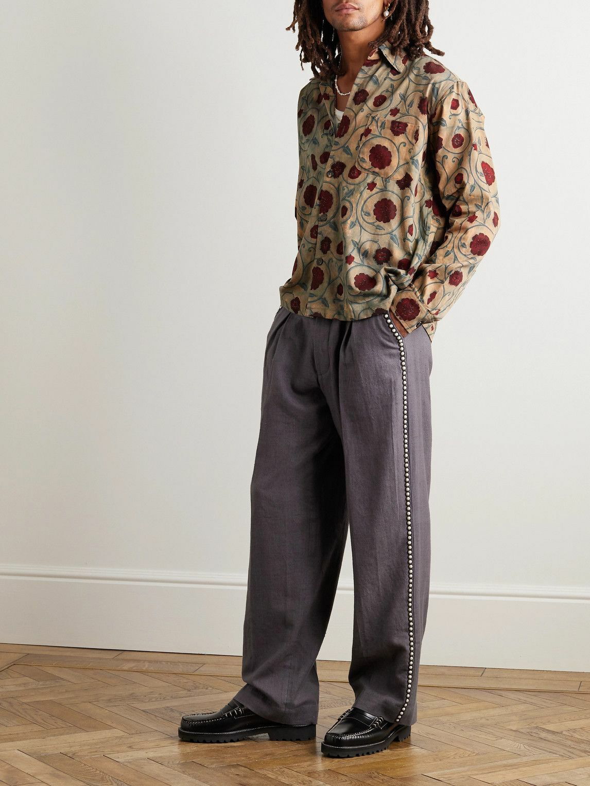 Printed pleated trousers - Man