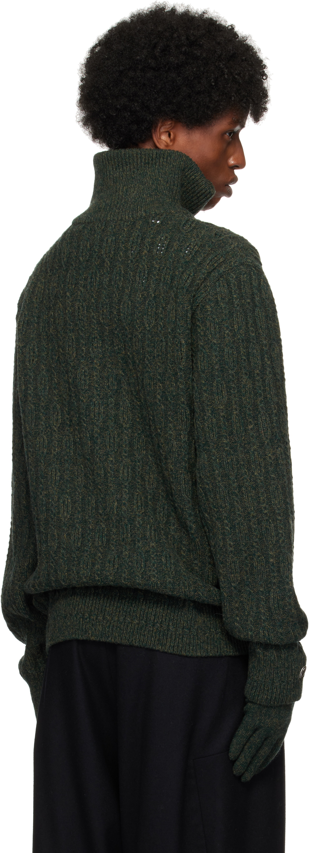 HYEIN SEO Khaki Troyer Knit Sweater & Gloves Set