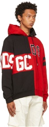 GCDS Black & Red Deconstructed Logo Hoodie