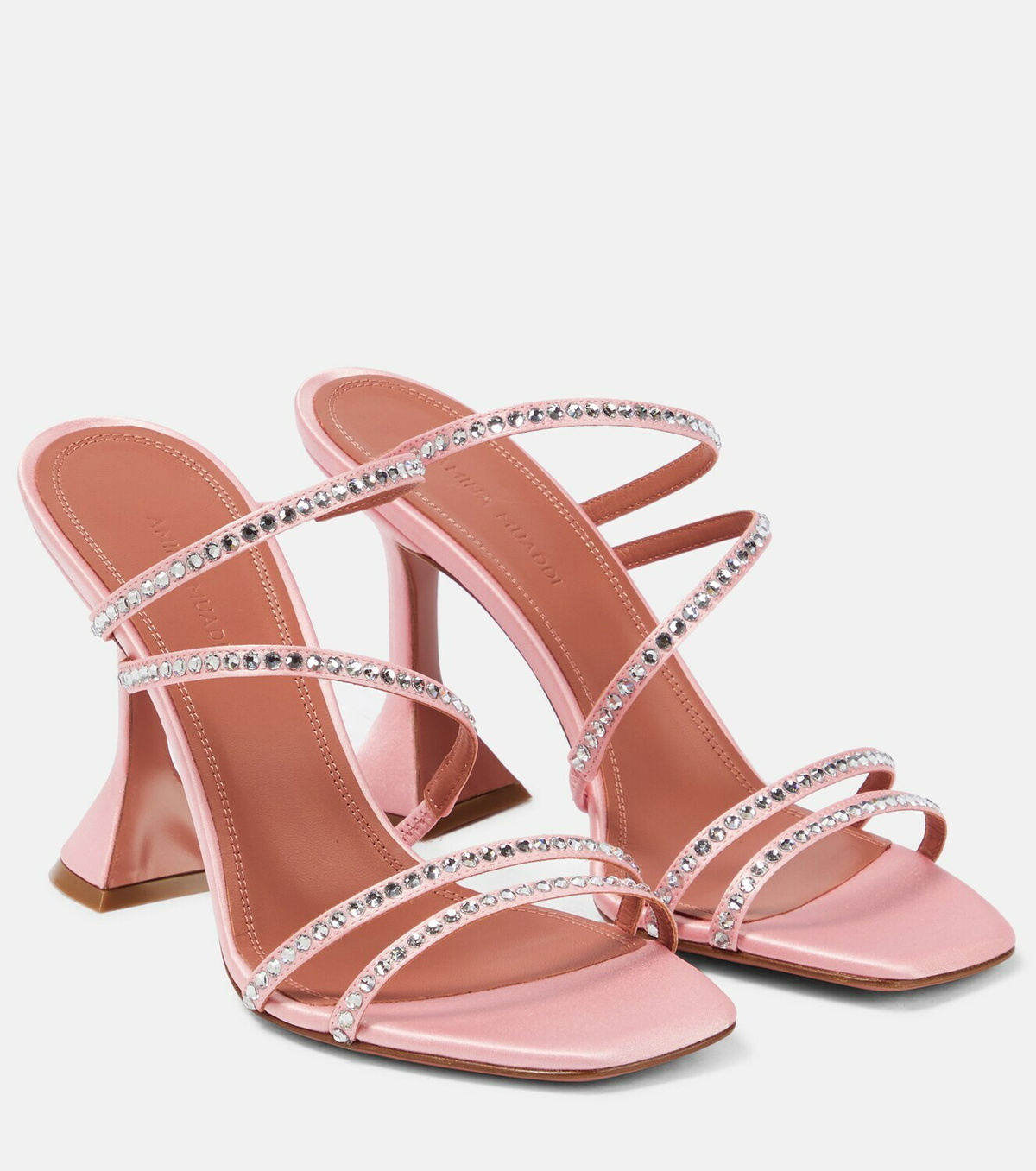 Amina Muaddi White Fabric Sandals
