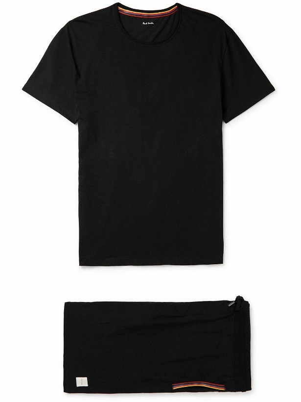 Photo: Paul Smith - Logo-Appliquéd Cotton-Jersey Pyjama Set - Black