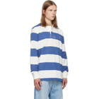 Polo Ralph Lauren White & Navy Classic Fit Khaki-Collar Rugby Polo