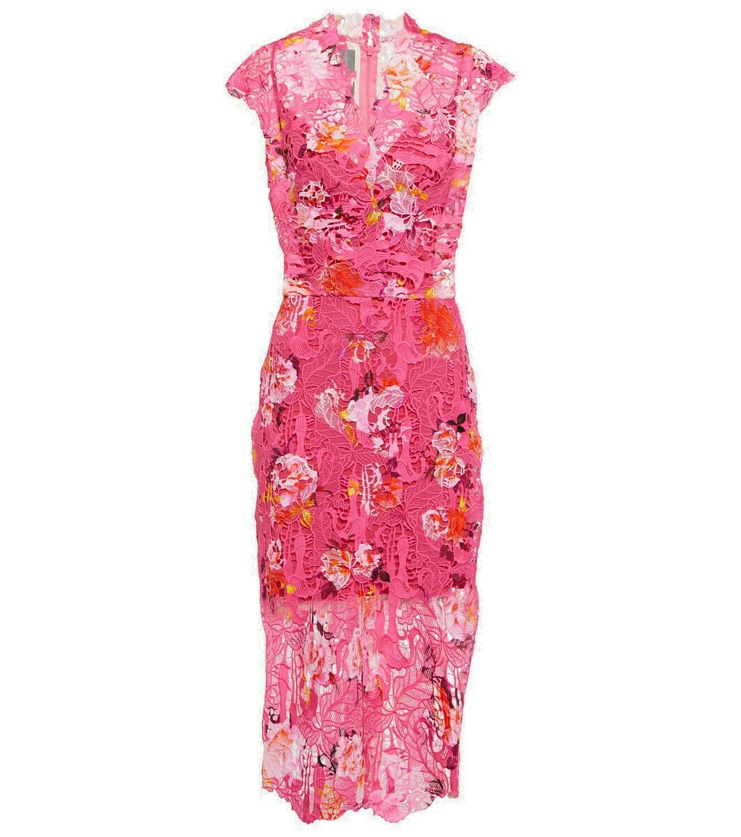 Monique Lhuillier Floral guipure lace midi dress Monique Lhuillier