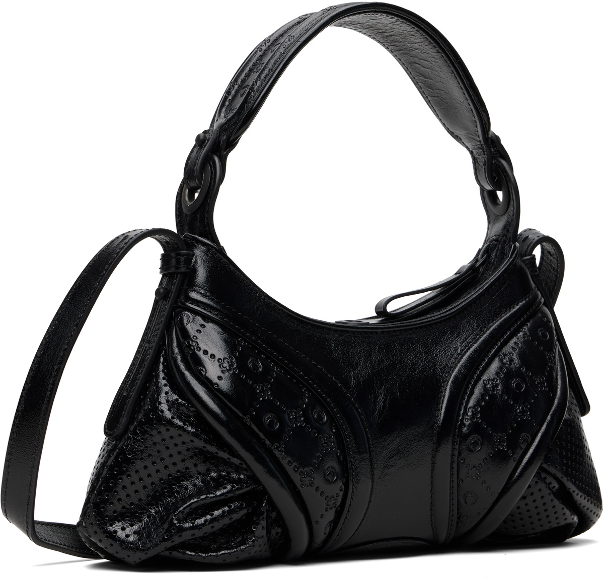 Marine Serre Black Moonogram Leather Futura Mini Bag