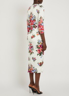 Dolce & Gabbana Floral-print Satin Midi Dress White