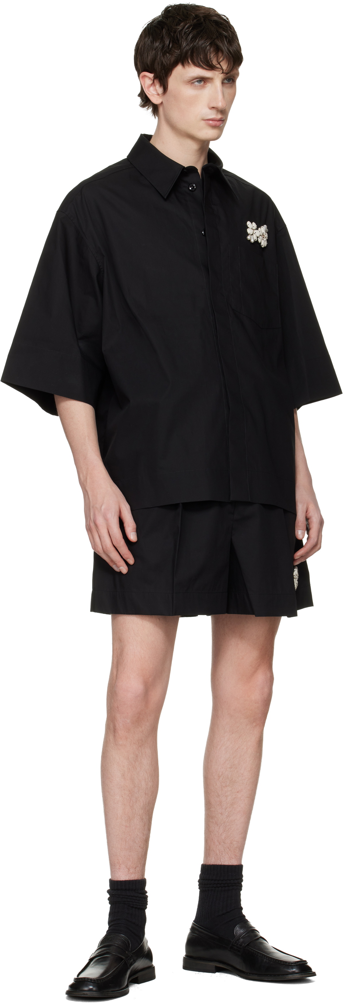 Simone Rocha Black Tailored Belt Loop Shorts