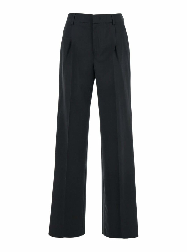 Photo: PT Torino lola Black Pants With High Waist And Pleated Details In Wool Stretch Woman