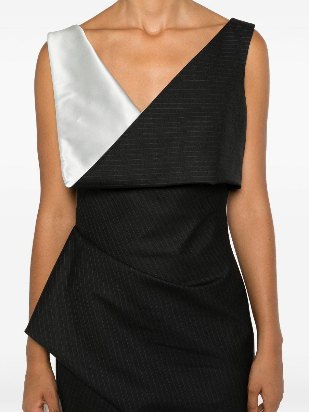 Alexander McQueen Pinstripe Asymmetric Pencil Dress
