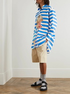 JW Anderson - Boy With Apple Striped Printed Cotton-Poplin Shirt - Blue