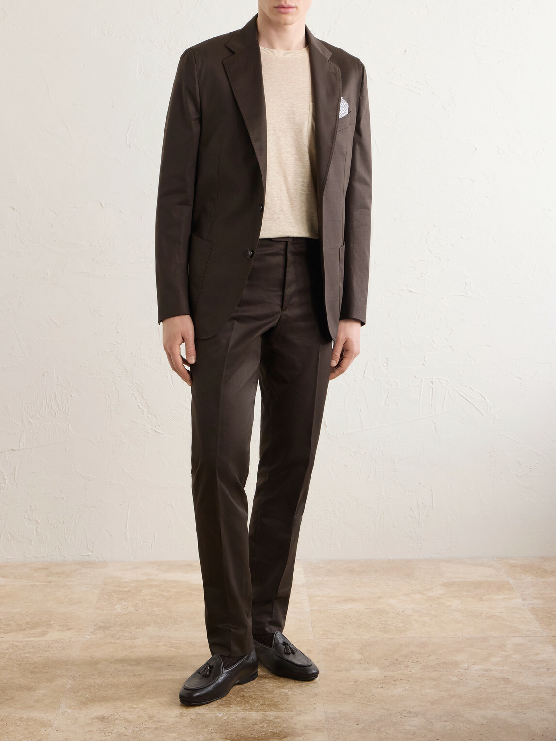 De Petrillo - Tapered Cotton-Twill Suit Trousers - Brown