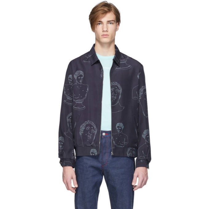Photo: Band of Outsiders Navy Marbles Summer Bomber Jacket