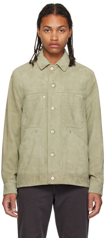 Photo: PS by Paul Smith Green Button Leather Jacket