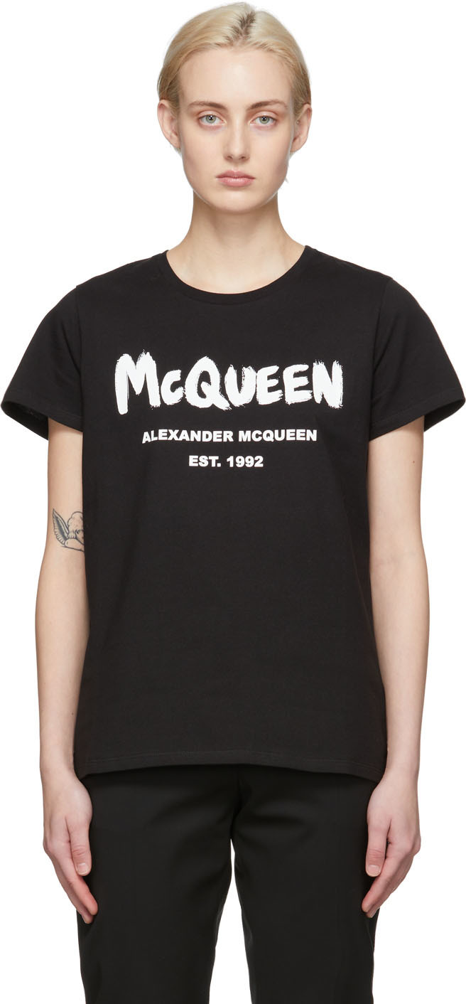 Alexander McQueen Black Graffiti T-Shirt Alexander McQueen