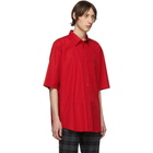 Balenciaga Red Logo Short Sleeve Shirt