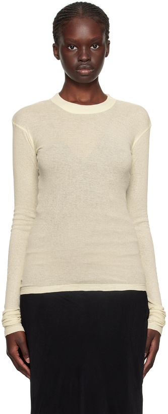 Photo: BITE Off-White Semi-Sheer Long Sleeve T-Shirt